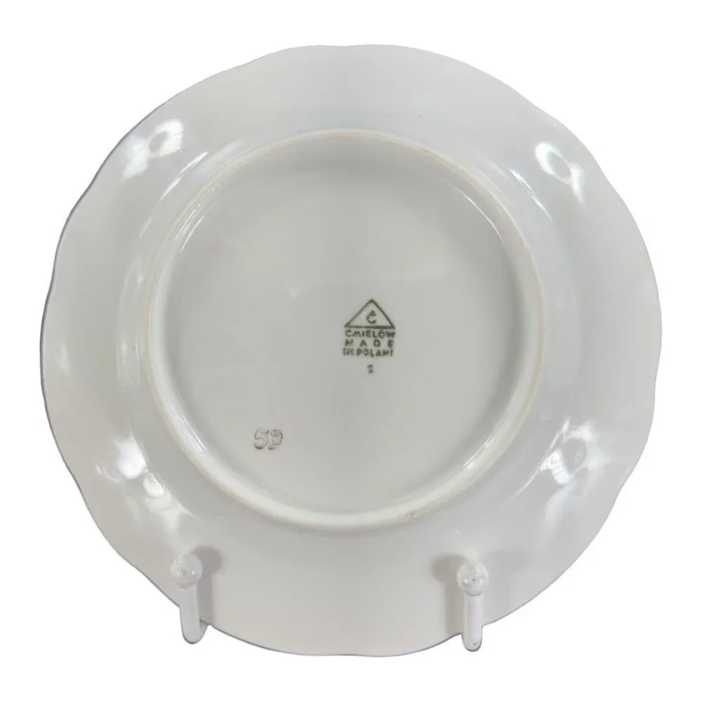 Cmielow Porcelain Ceramic Dish Plate Republic Of Poland Set 5‎ Orange White VTG